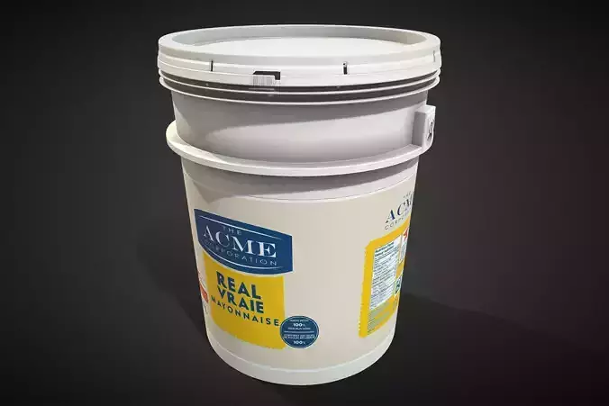 Pail Plastic Mayonnaise Realistic