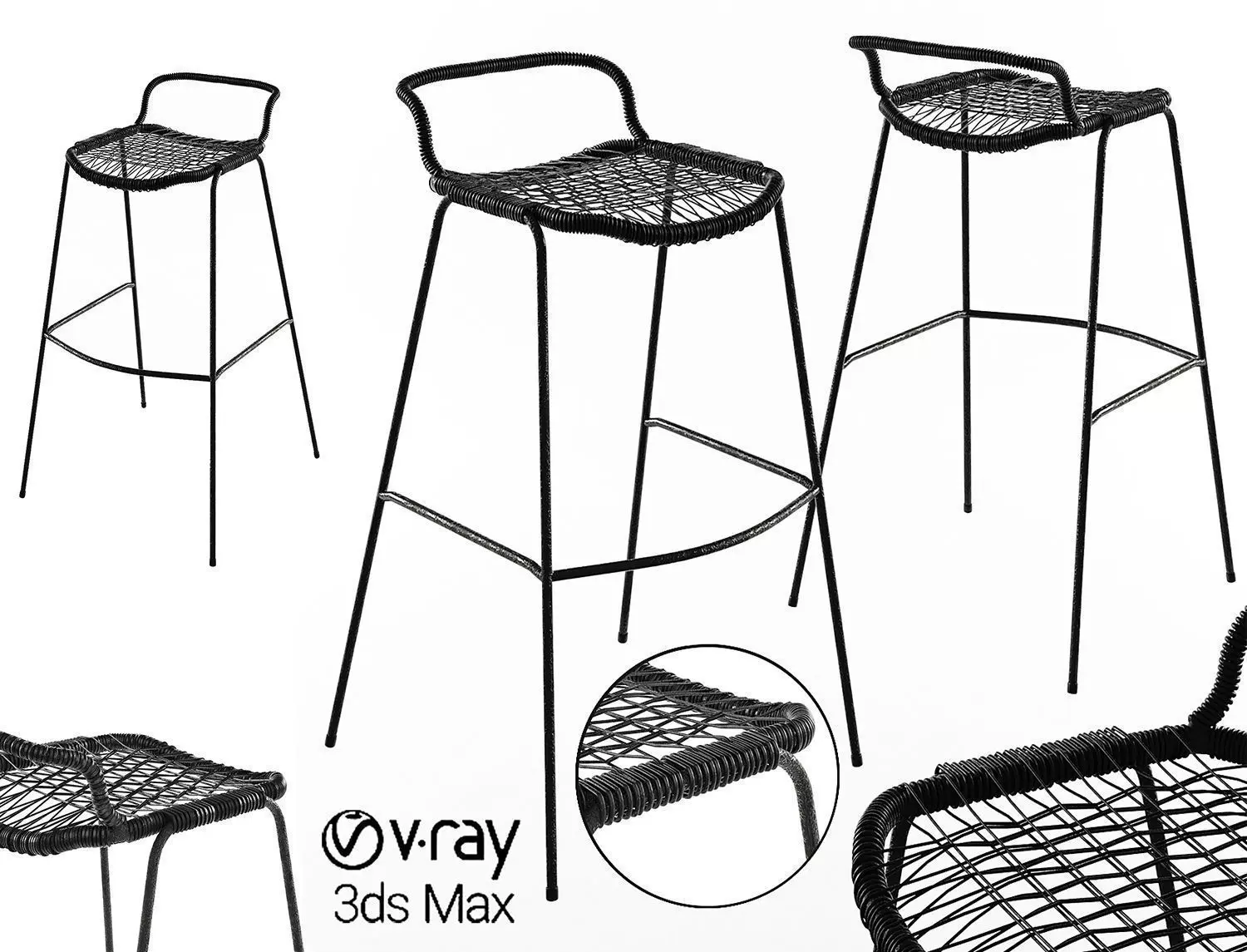 Bar Stool Allu Restaurant GervasoniPoliform 3D model_0