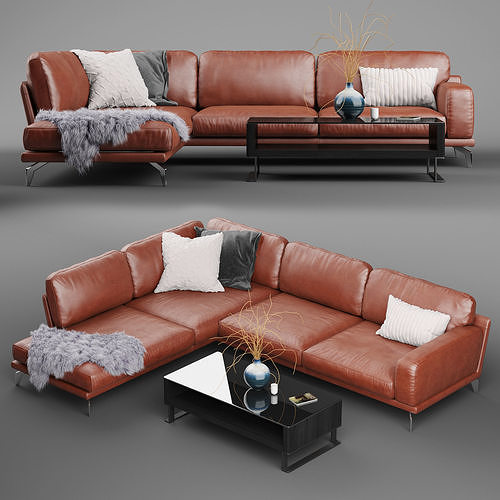 PERUNA LEATHER MODULAR SECTIONAL SOFA  3D model