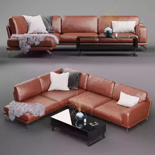 PERUNA LEATHER MODULAR SECTIONAL SOFA 