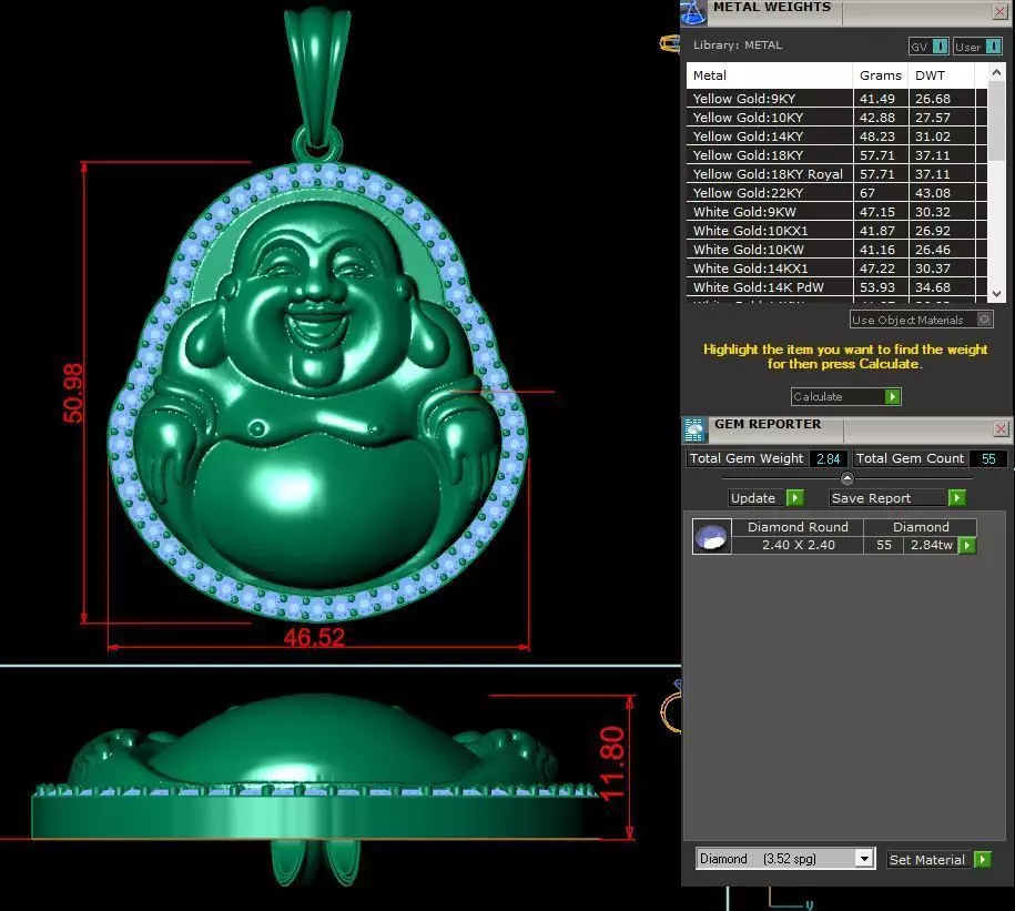 Buddha pendant 3D print model_0