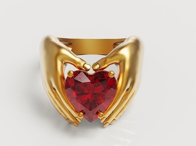 Heart Hand Ring Silver Gold  Print 3D print model