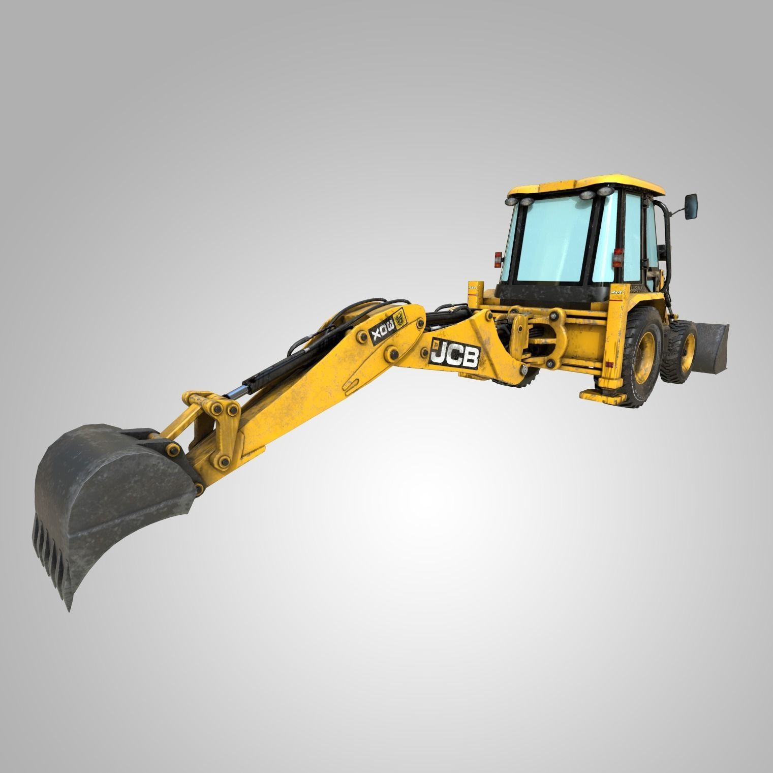 Rigged Excavator - Maya Rig Low-poly 3D model_3
