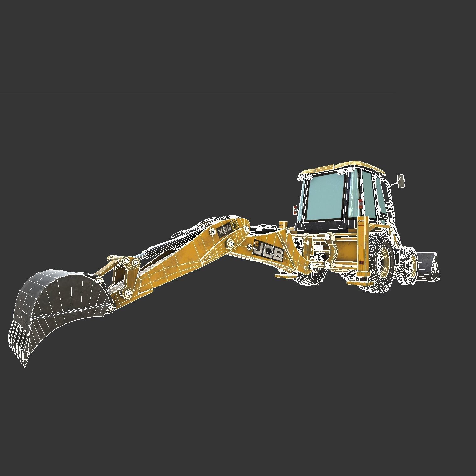 Rigged Excavator - Maya Rig Low-poly 3D model_6