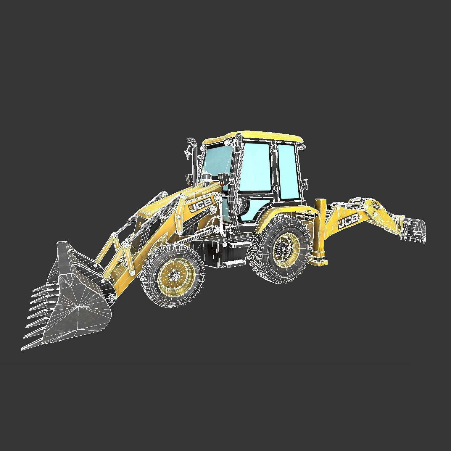 Rigged Excavator - Maya Rig Low-poly 3D model_5