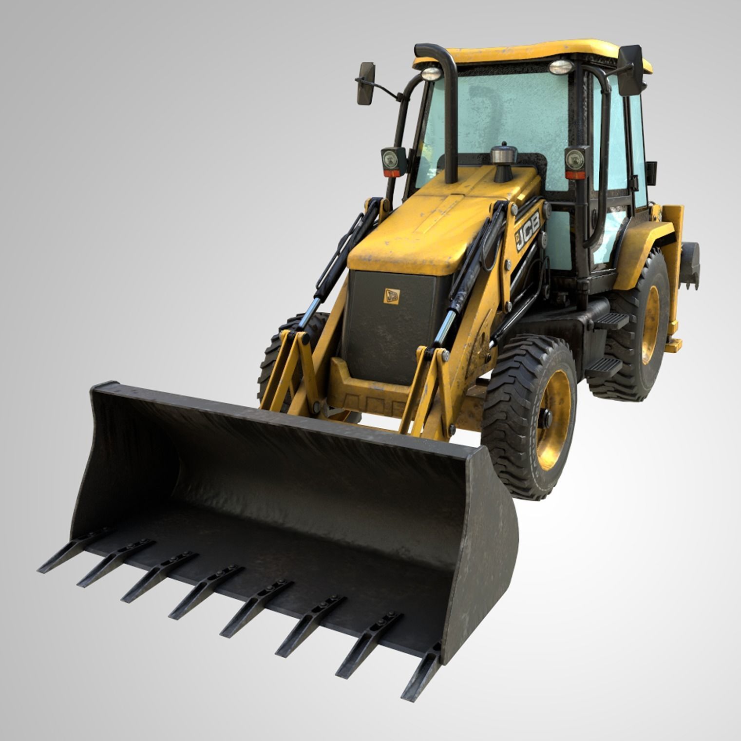Rigged Excavator - Maya Rig Low-poly 3D model_1