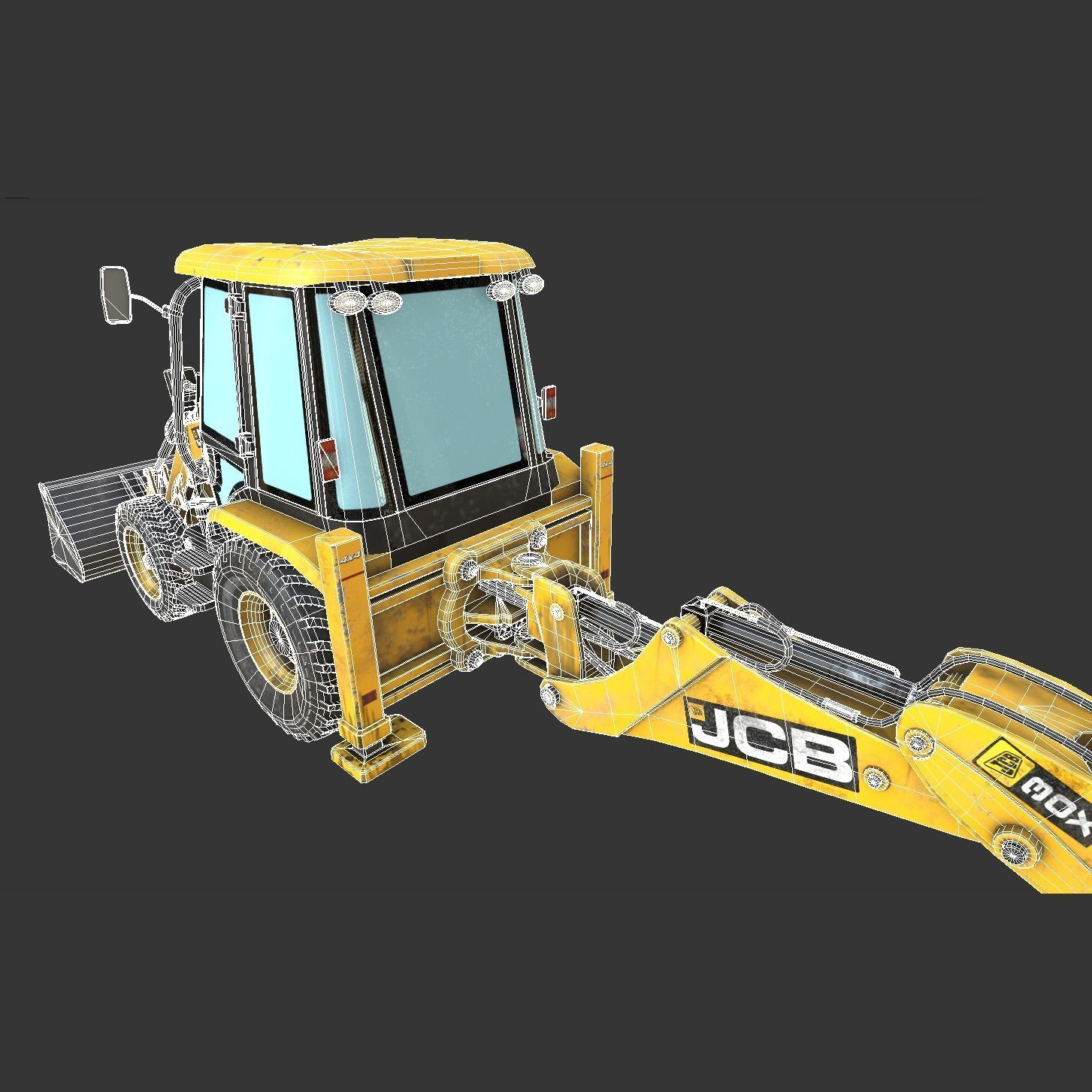 Rigged Excavator - Maya Rig Low-poly 3D model_7