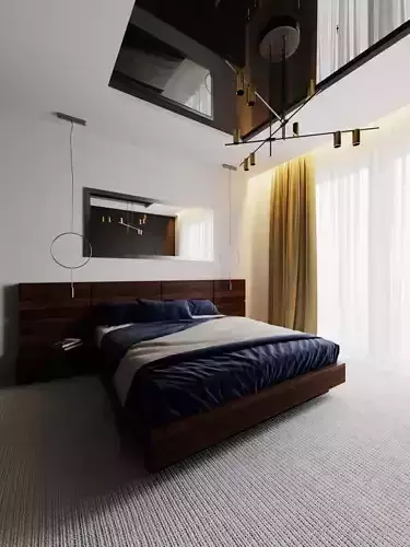Modern Bedroom Scene for Cinema 4D and Corona Renderer 3D model