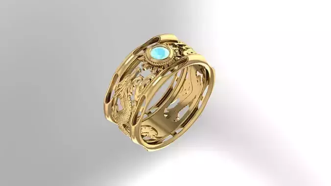 Men ring 3D dragon
