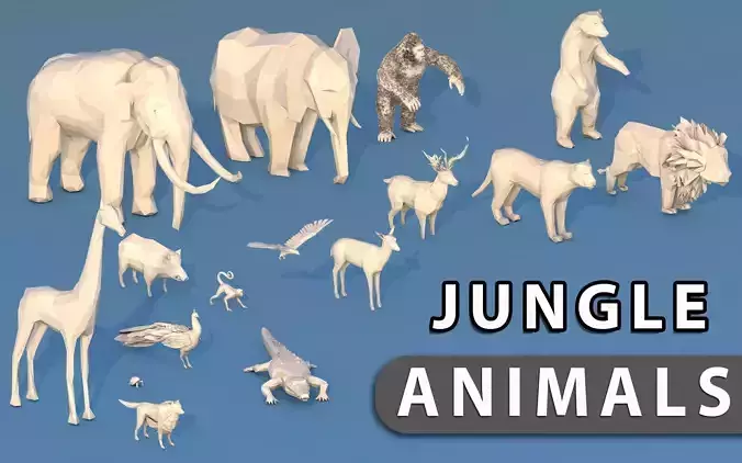 Jungle Animals Low-poly 3D model