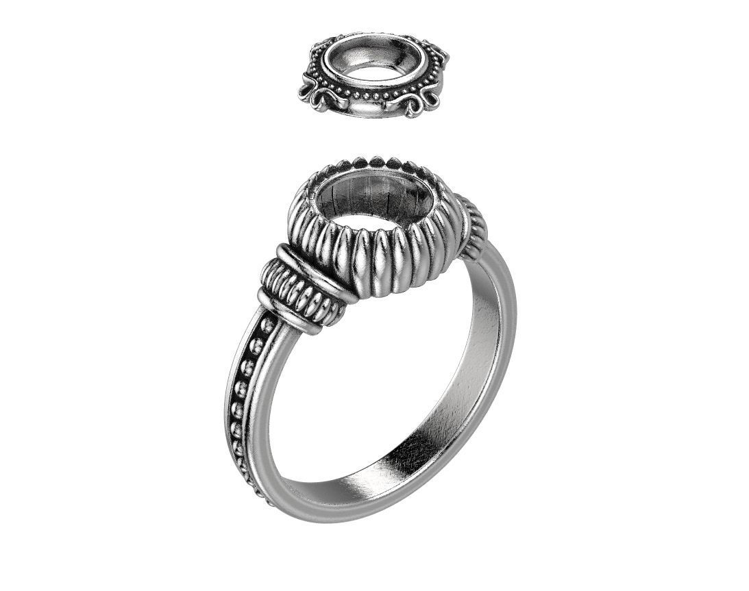 Stylish ring with a large diamond 443 3D print model_13