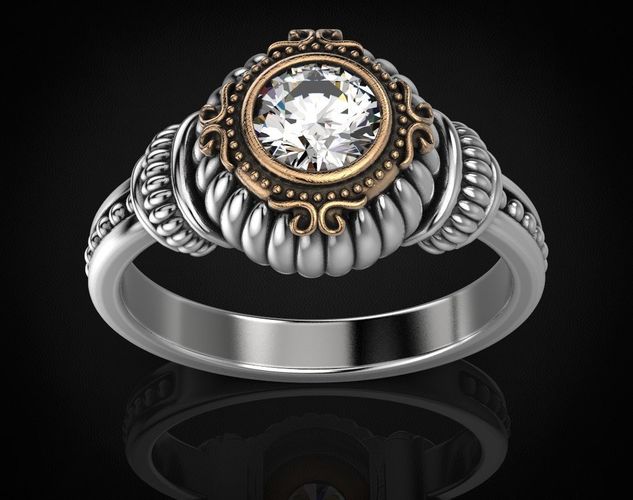 Stylish ring with a large diamond 443 3D print model