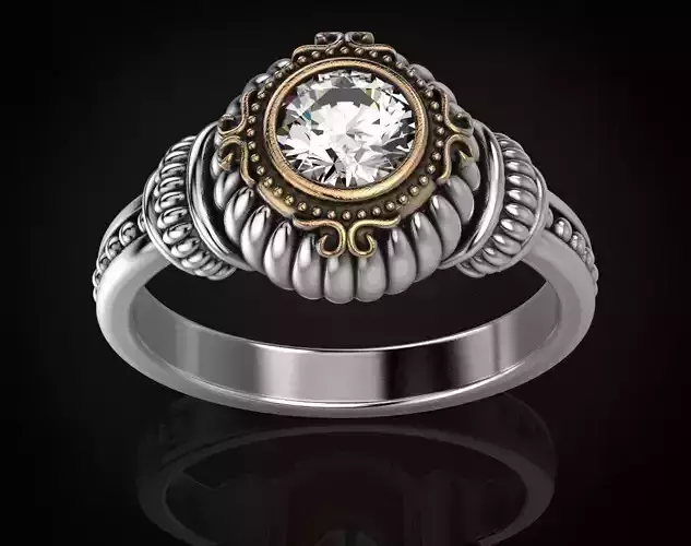 Stylish ring with a large diamond 443 3D print model