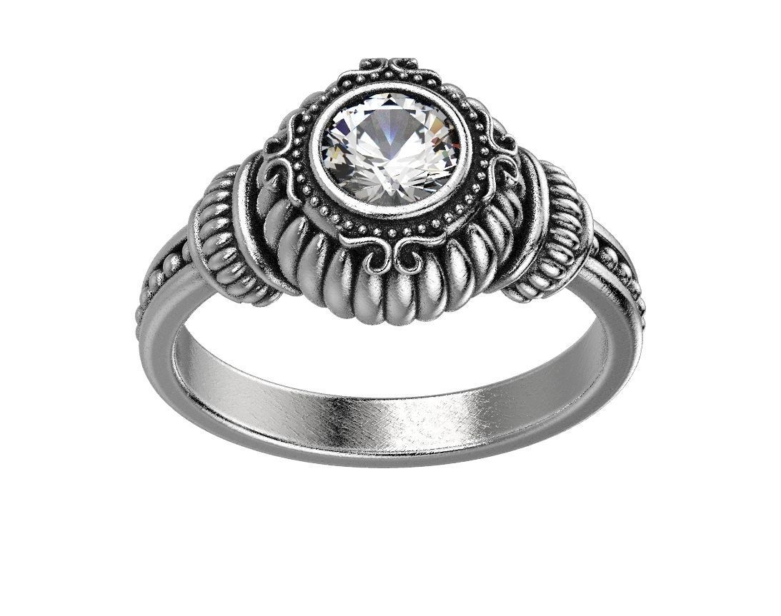 Stylish ring with a large diamond 443 3D print model_12