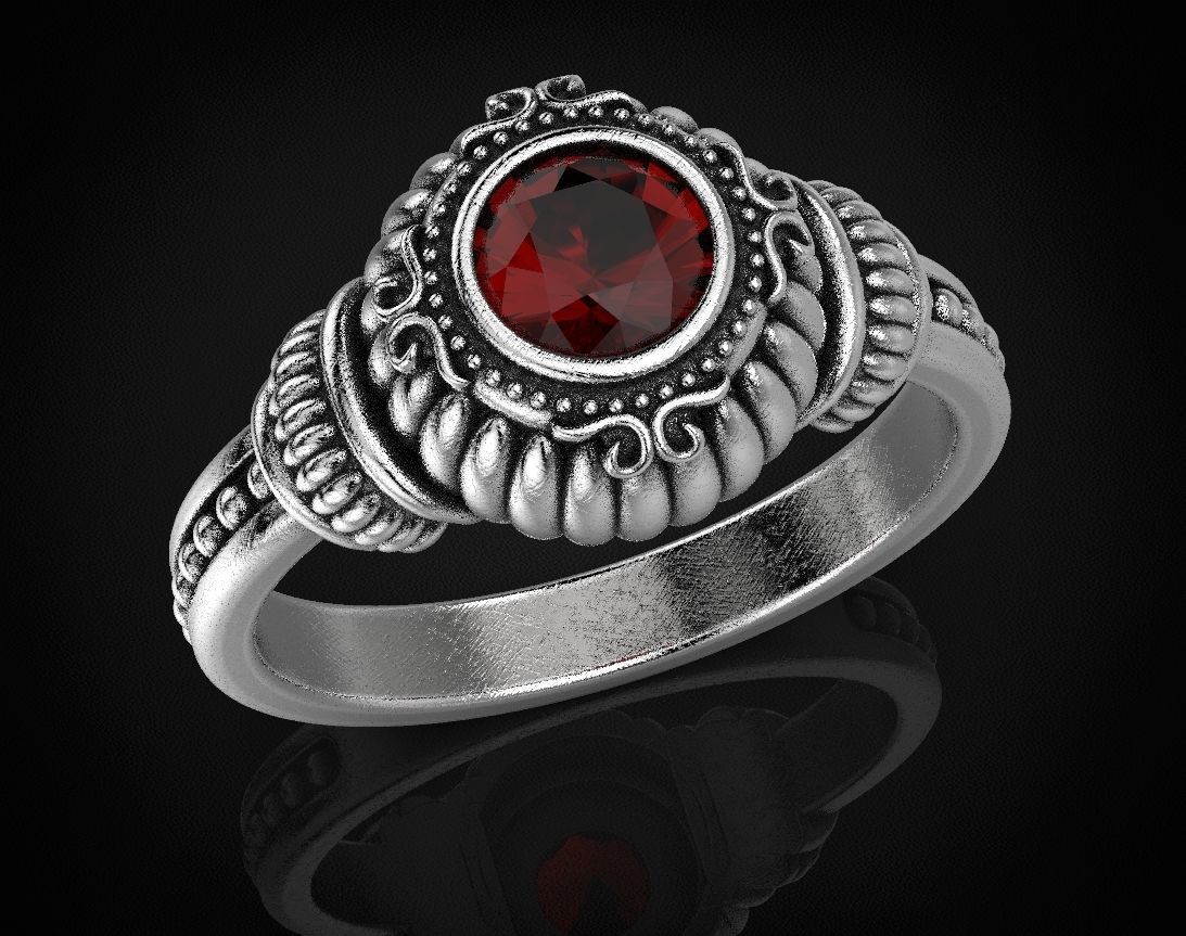 Stylish ring with a large diamond 443 3D print model_11