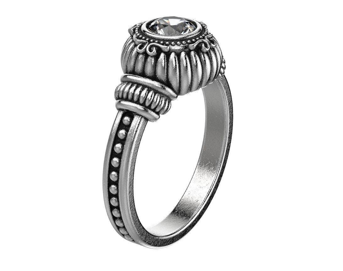 Stylish ring with a large diamond 443 3D print model_16