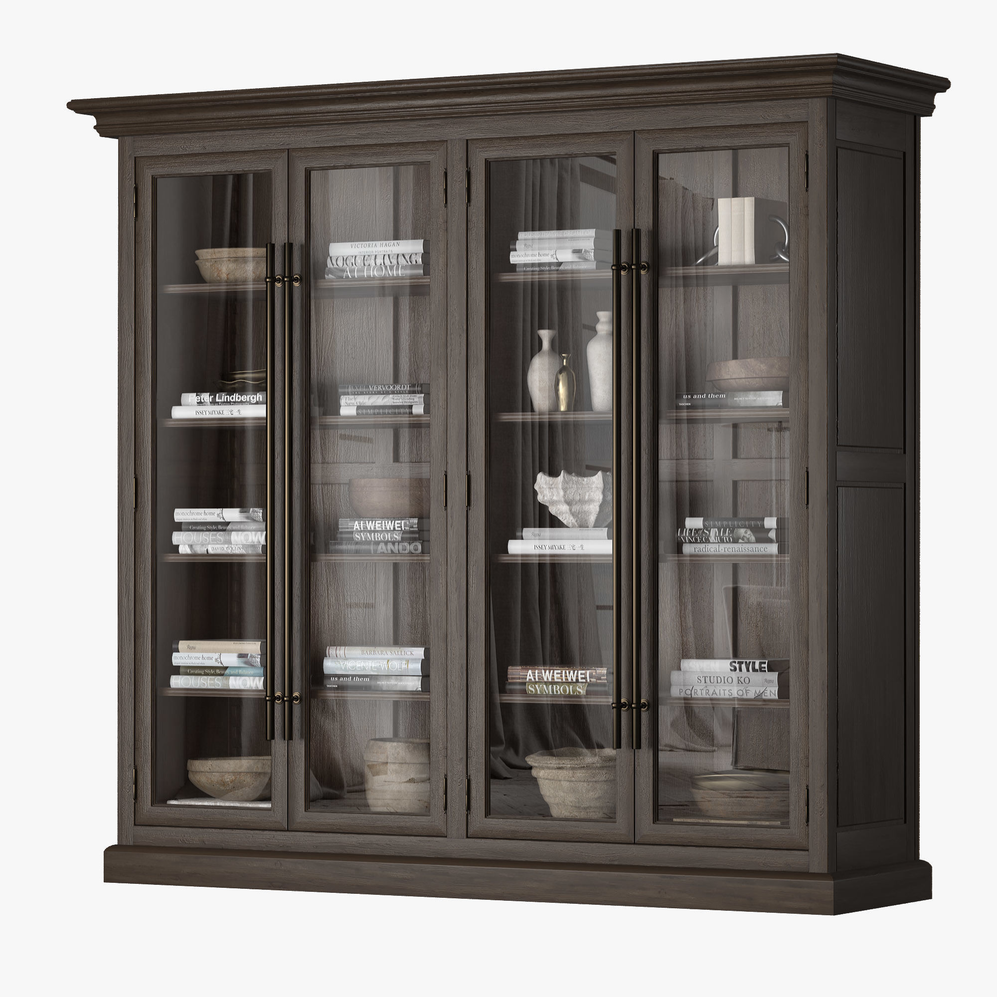 Double Bookcase 3 colors 3D model_2