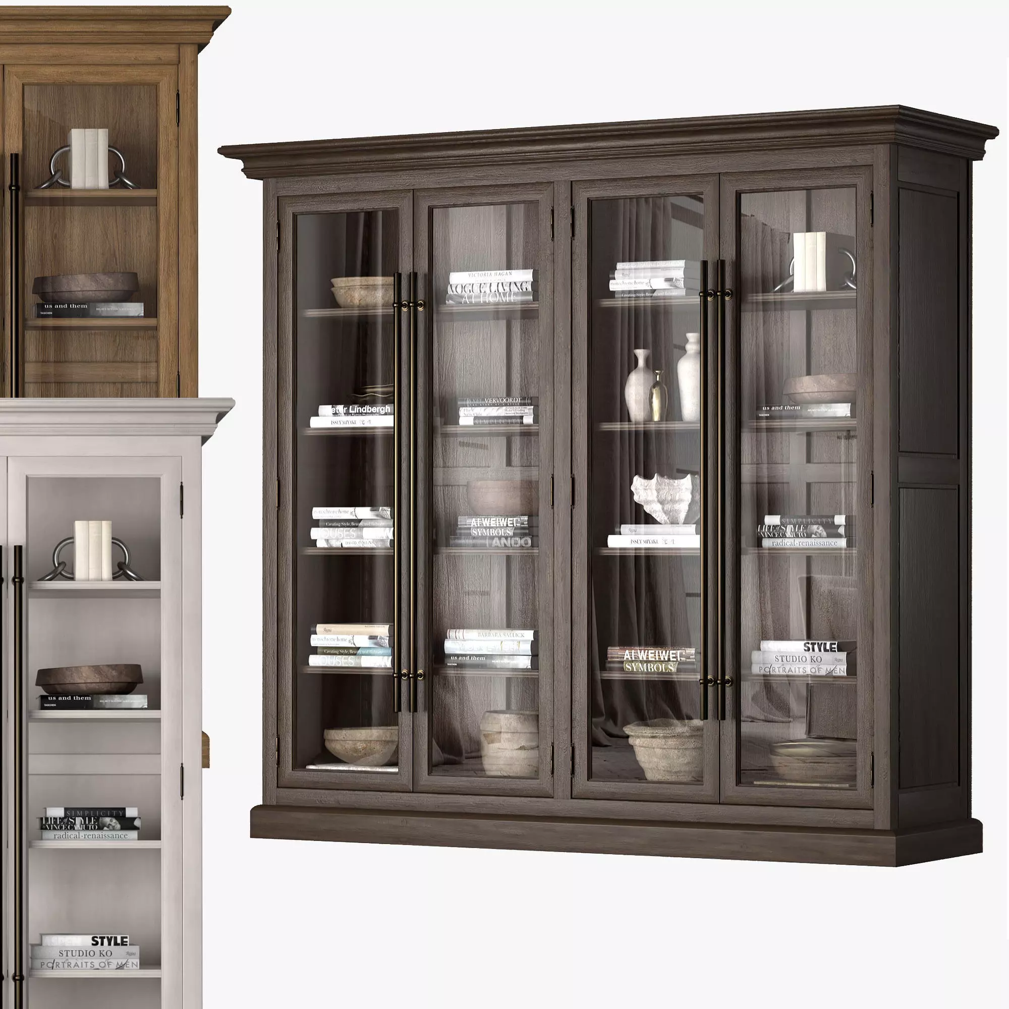 Double Bookcase 3 colors 3D model_0