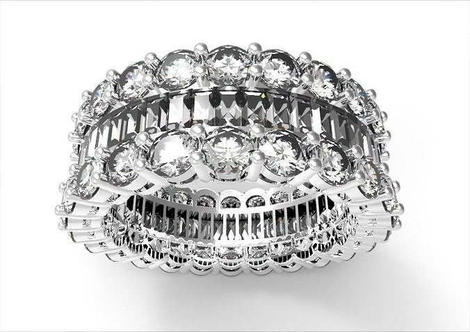 full claw set diamond round and rectangle 3D print model