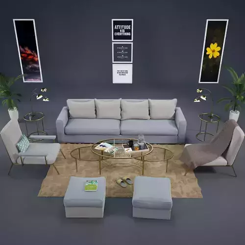 Sofa Set with Arm chairs and pufs 