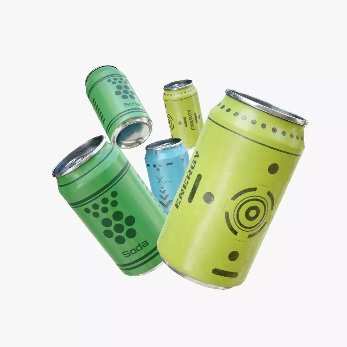 Can Collection for games Low-poly 3D model_0