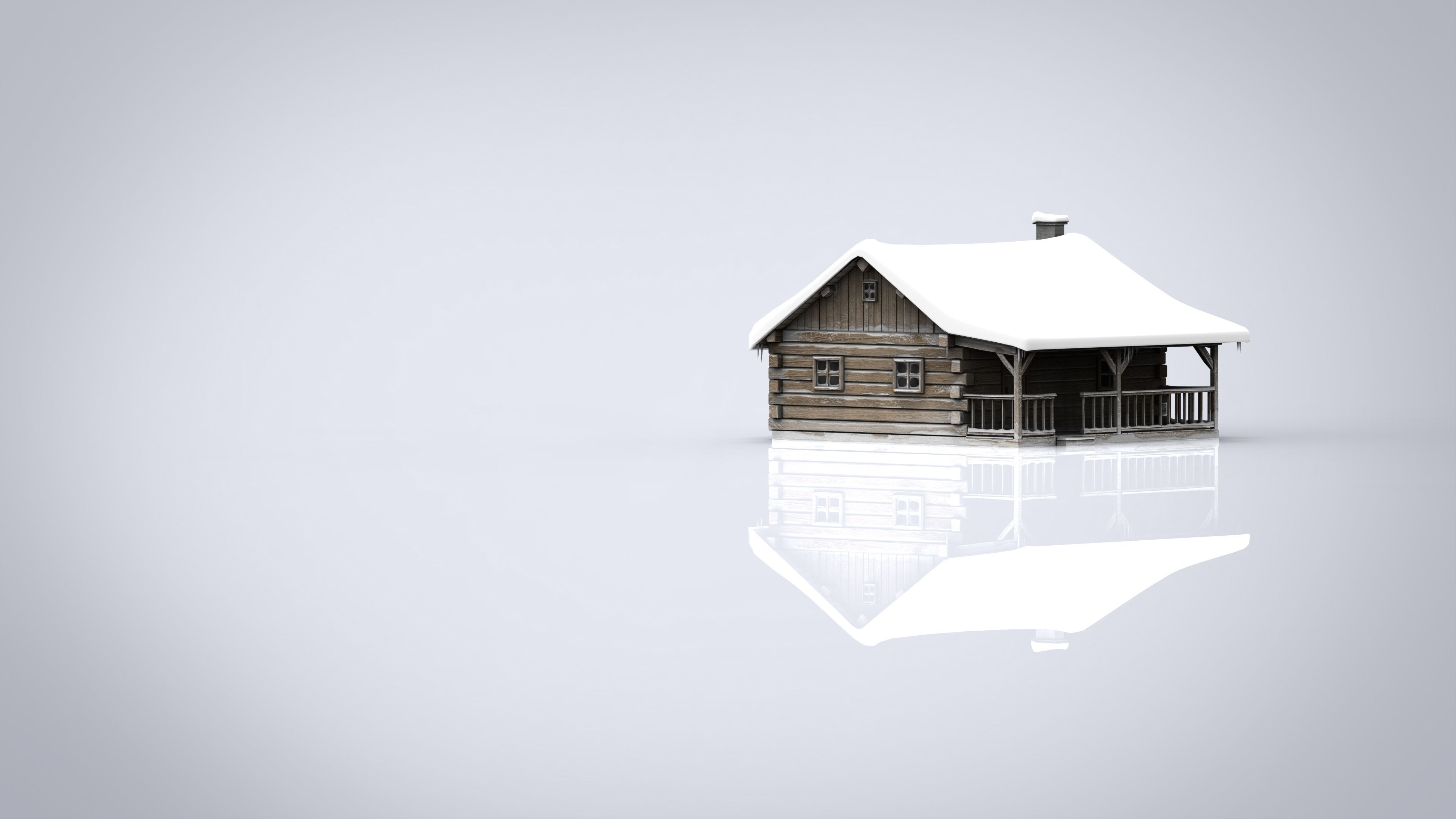 Cabin log Low-poly 3D model_12