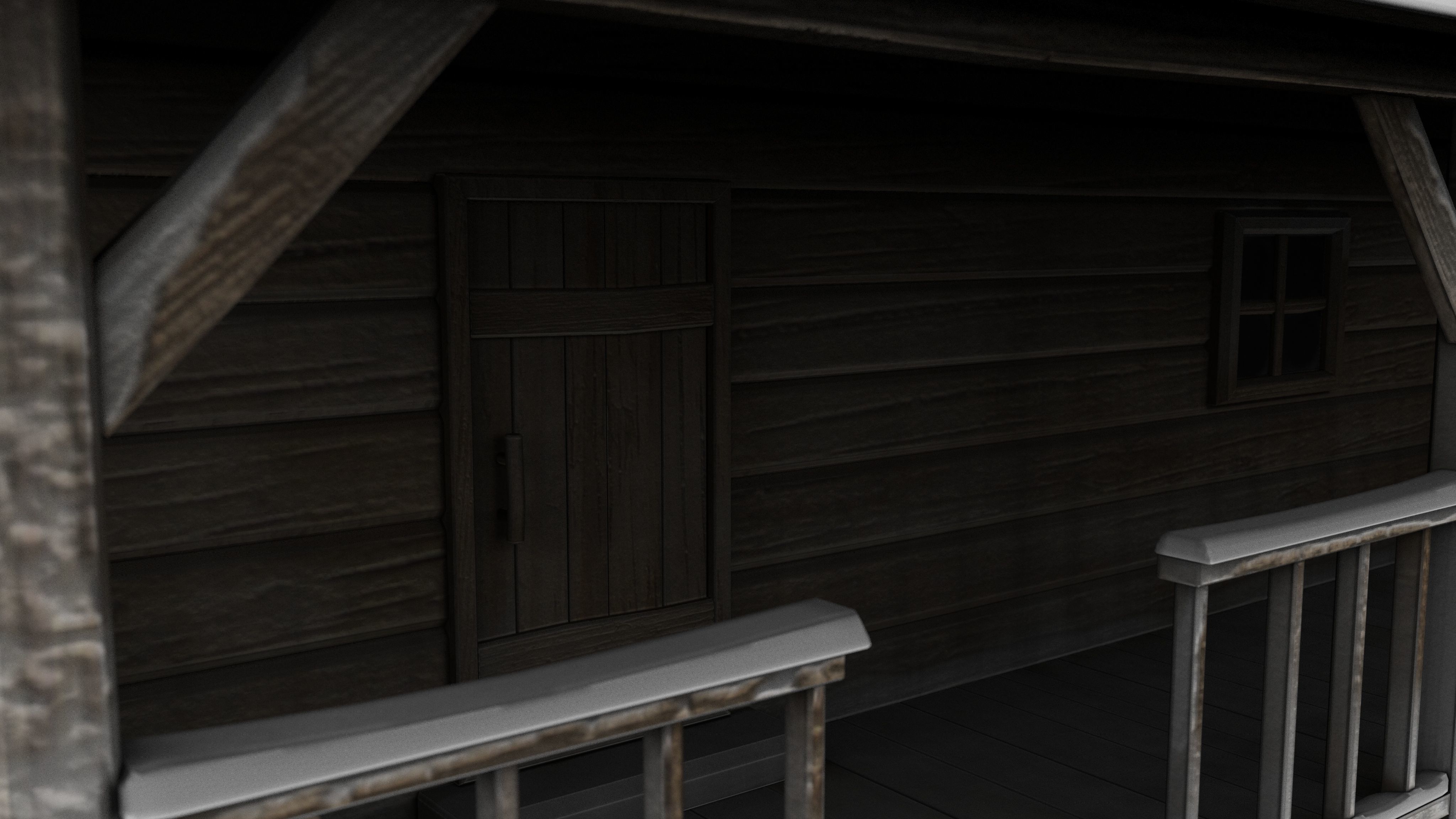 Cabin log Low-poly 3D model_8
