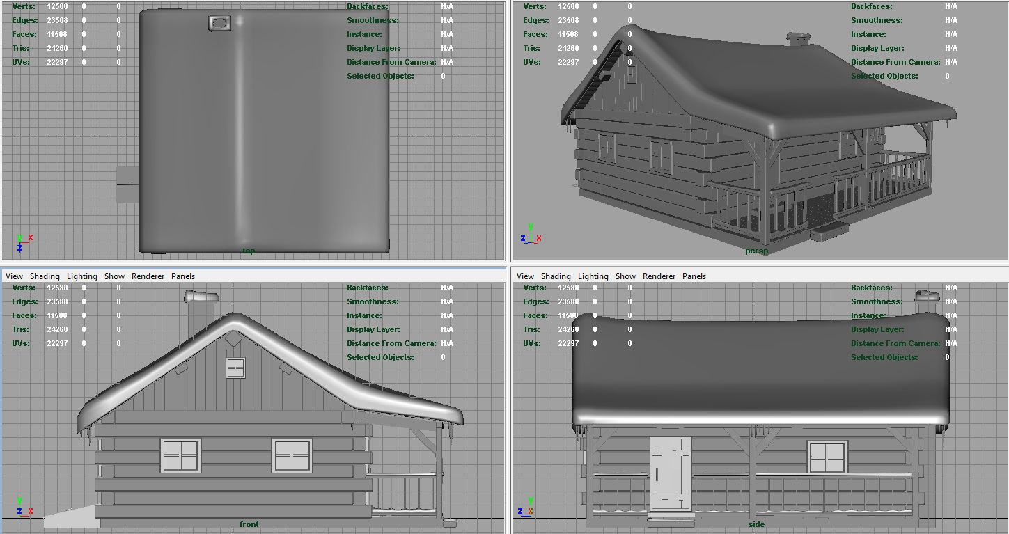 Cabin log Low-poly 3D model_9