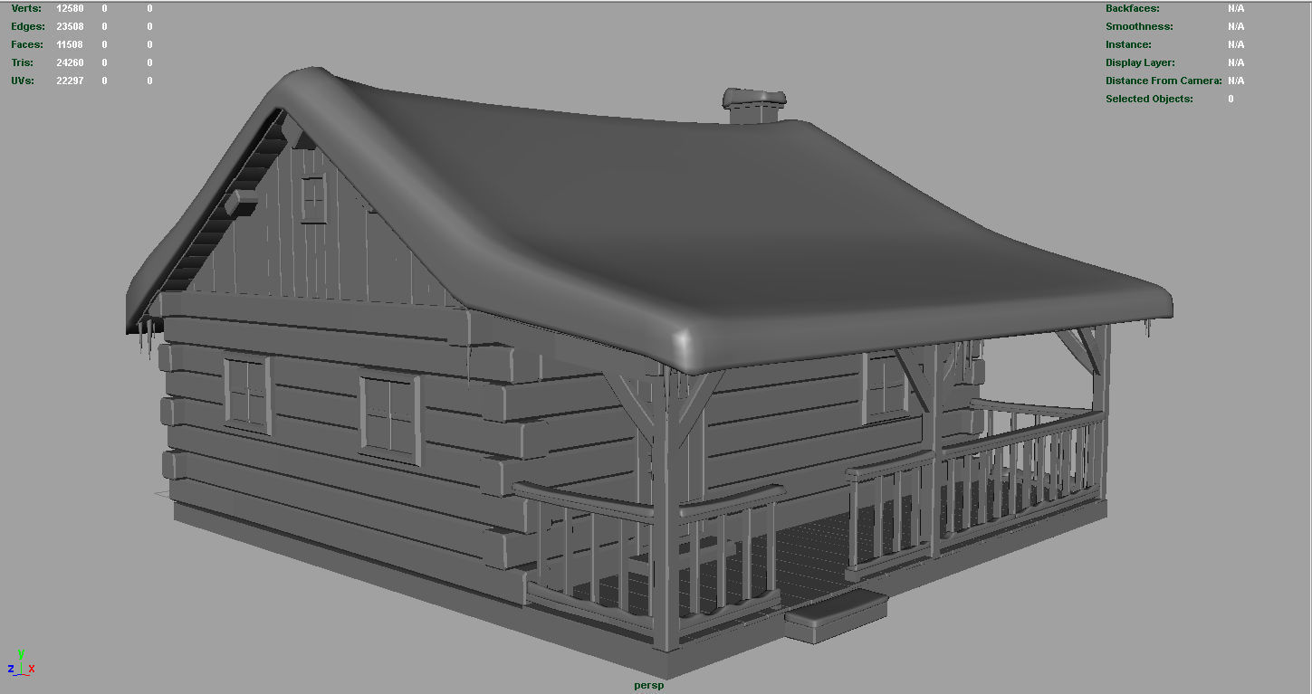Cabin log Low-poly 3D model_2