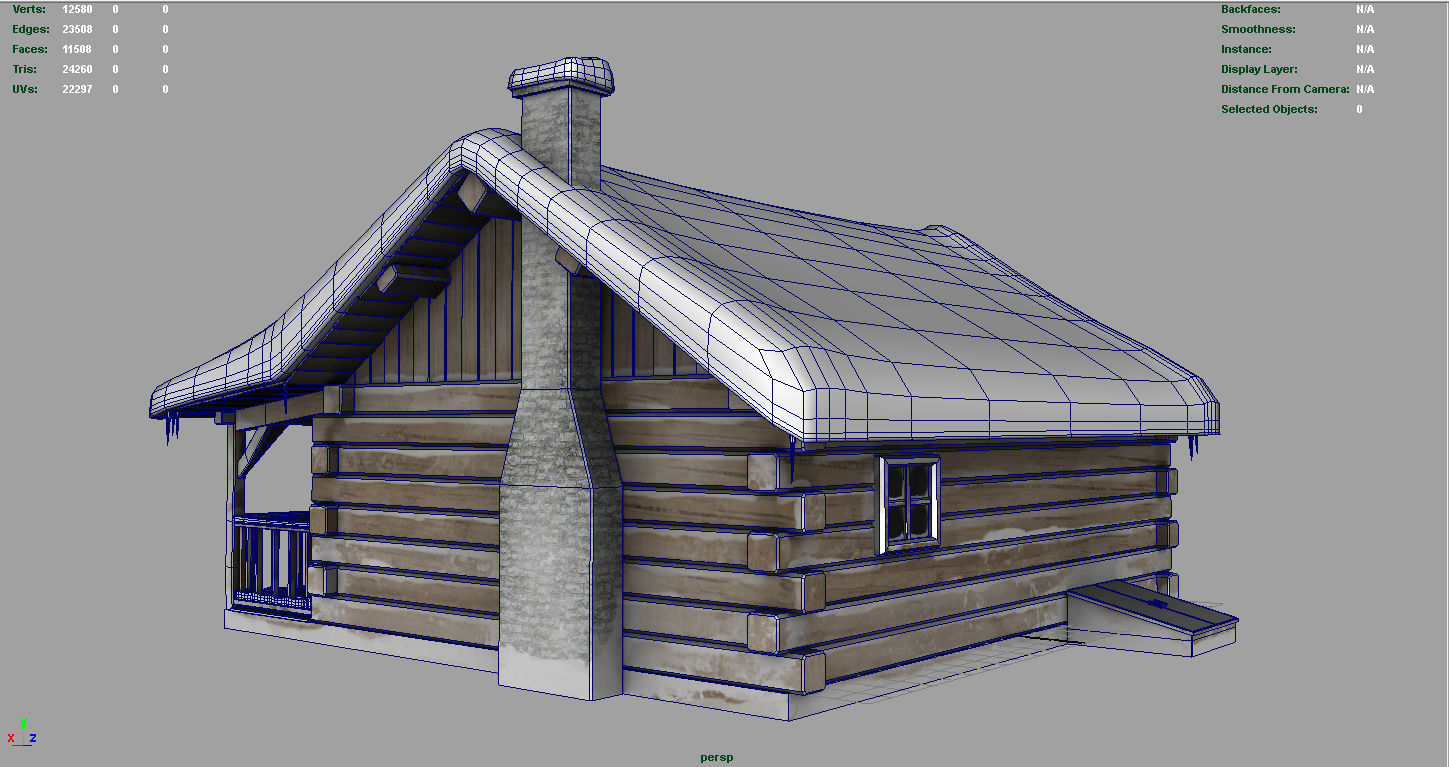 Cabin log Low-poly 3D model_5
