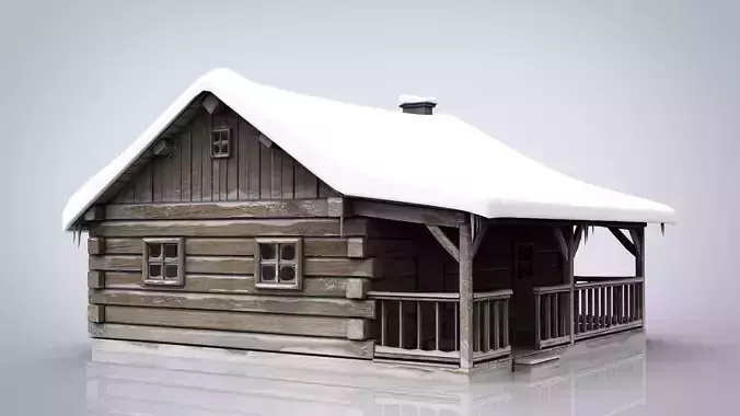 Cabin log Low-poly 3D model