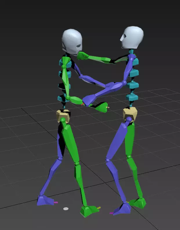 hug-kiss two skeletons dancing together 3D model_0