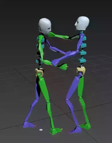 hug-kiss two skeletons dancing together 3D model