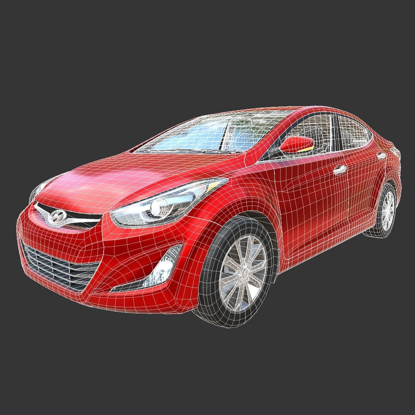 Hyundai Elantra 2016 Low-poly 3D model_5