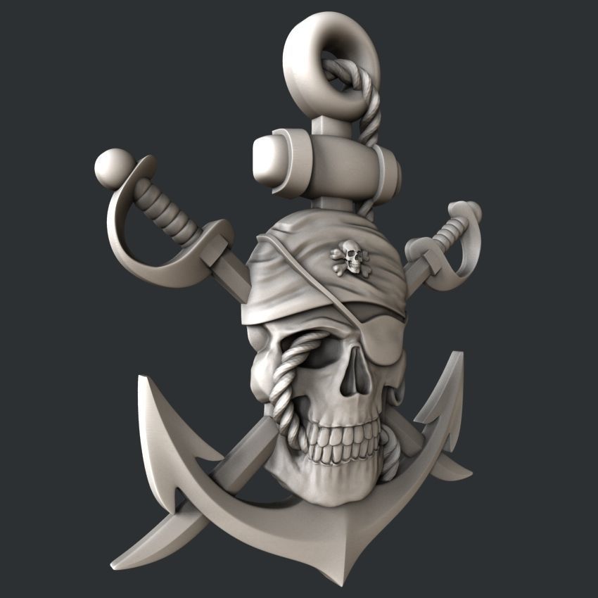 3d STL models for CNC router pirate skull 3D model_1