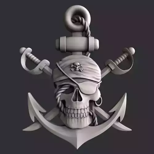 3d STL models for CNC router pirate skull 3D model
