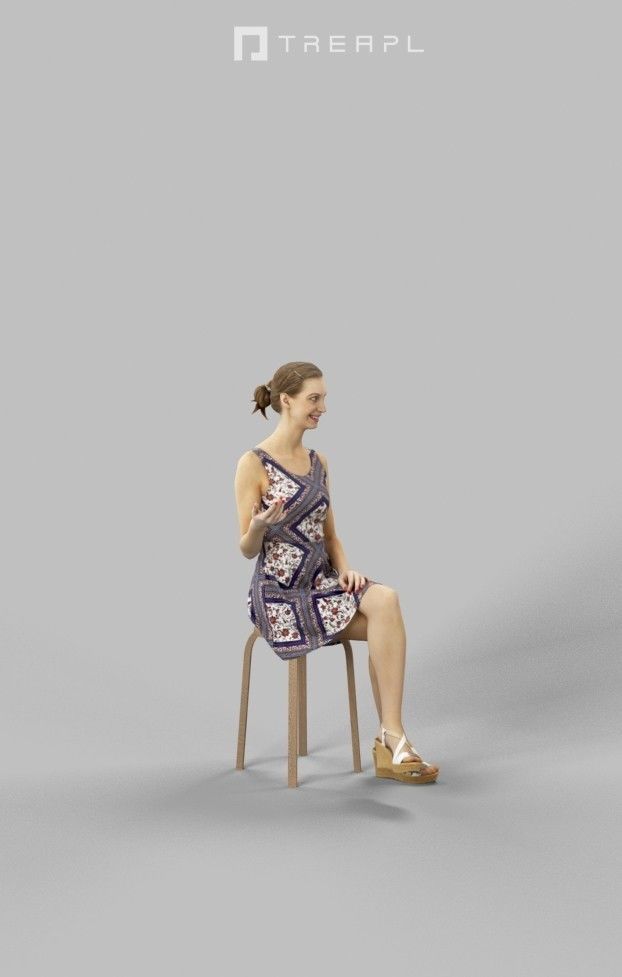 Aspiration A Caucasian Female Sitting In A Cafe smiling 3D model_4