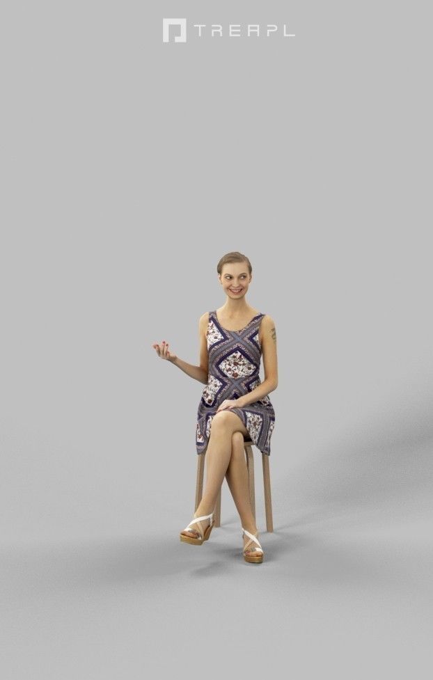 Aspiration A Caucasian Female Sitting In A Cafe smiling 3D model_3