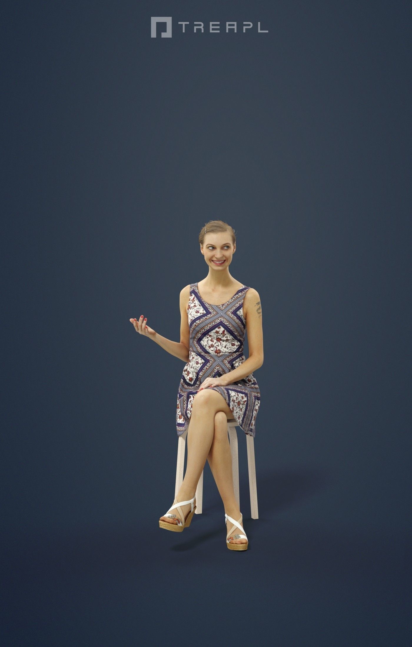 Aspiration A Caucasian Female Sitting In A Cafe smiling 3D model_1