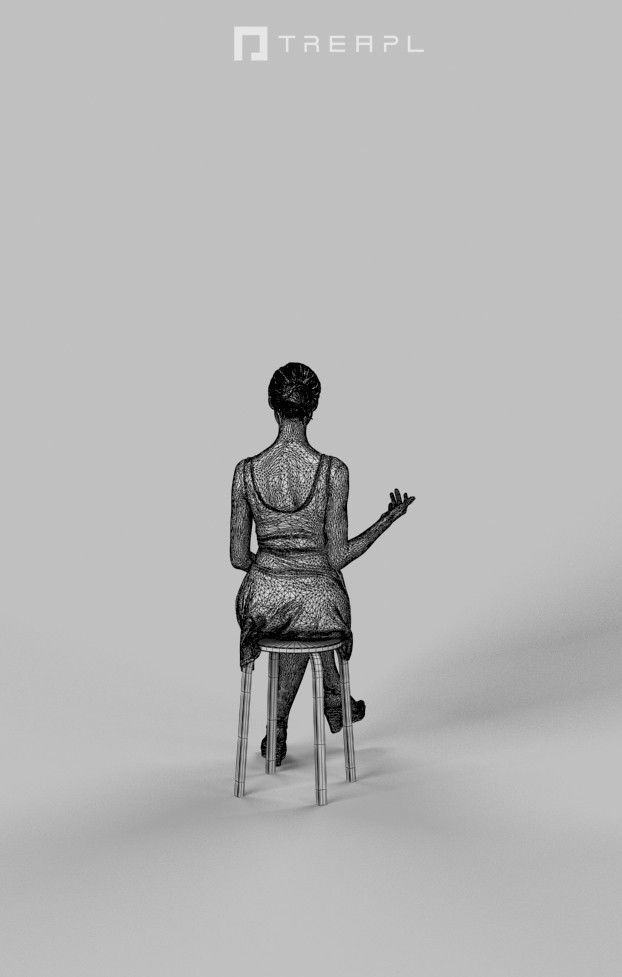 Aspiration A Caucasian Female Sitting In A Cafe smiling 3D model_10