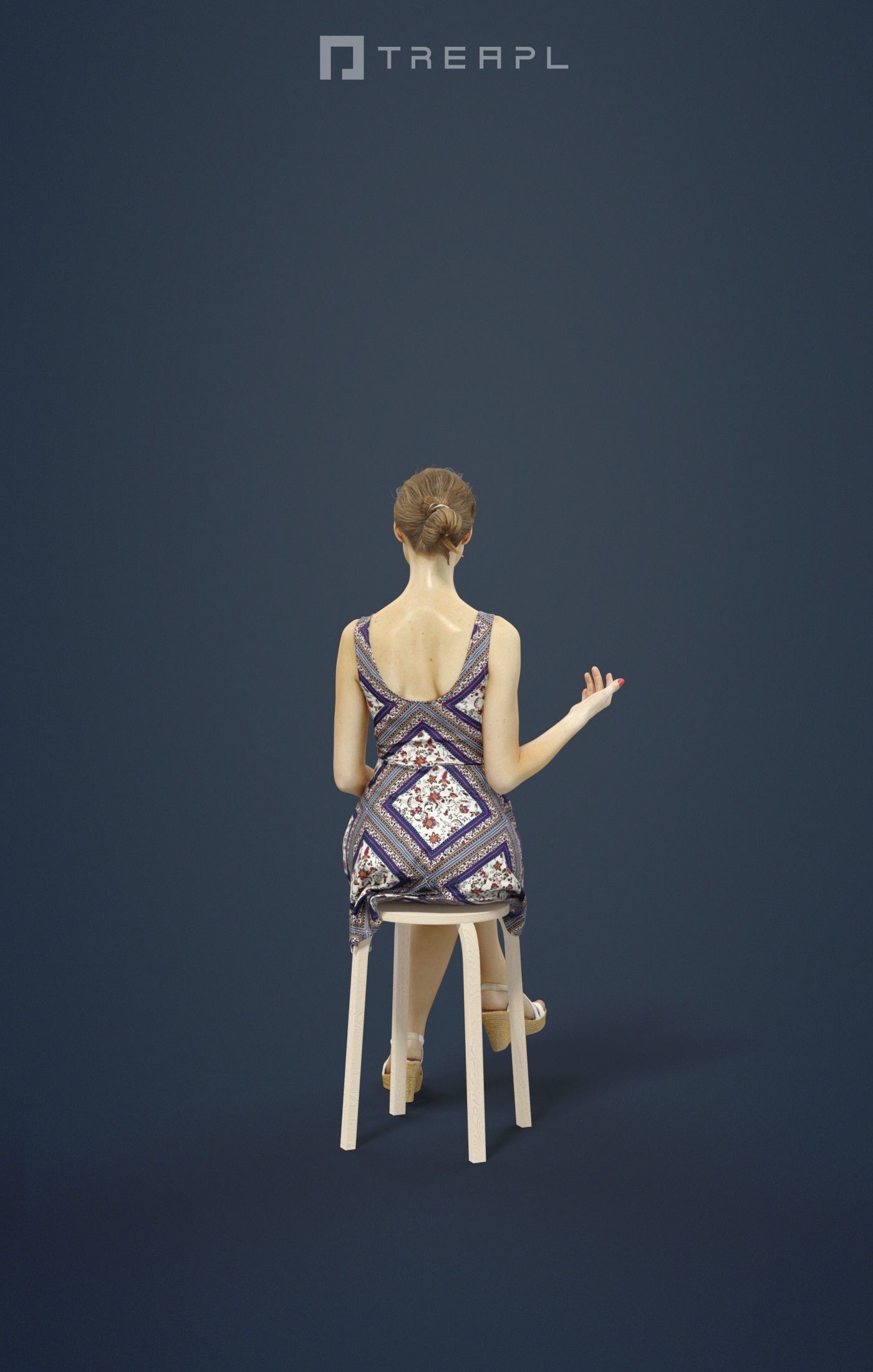 Aspiration A Caucasian Female Sitting In A Cafe smiling 3D model_2