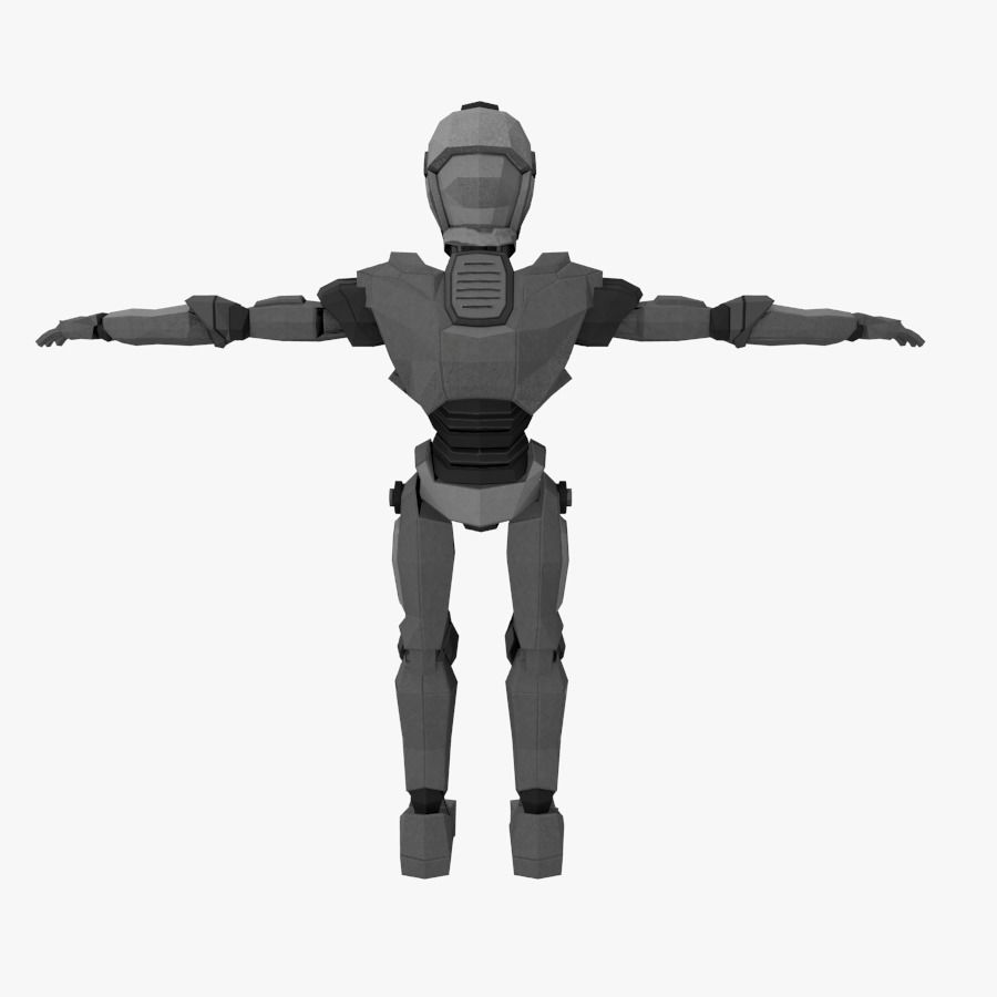 Android Robot Low-poly Low-poly 3D model_5