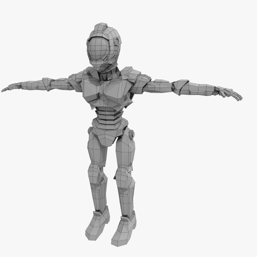 Android Robot Low-poly Low-poly 3D model_11