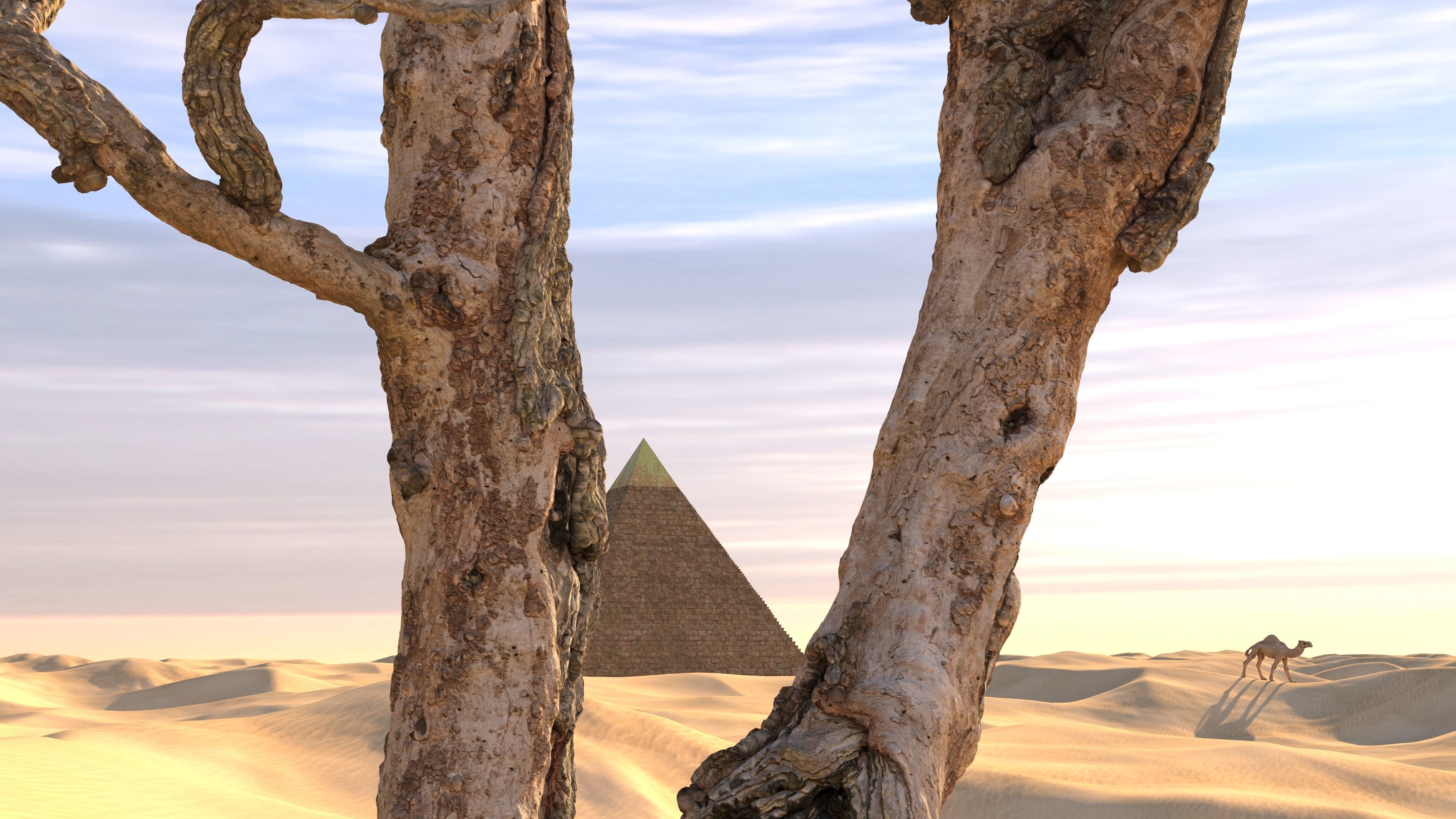Desert Sand Dune Landscape modular Low-poly 3D model_1
