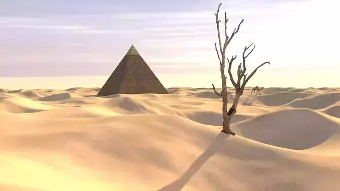 Desert Sand Dune Landscape modular Low-poly 3D model