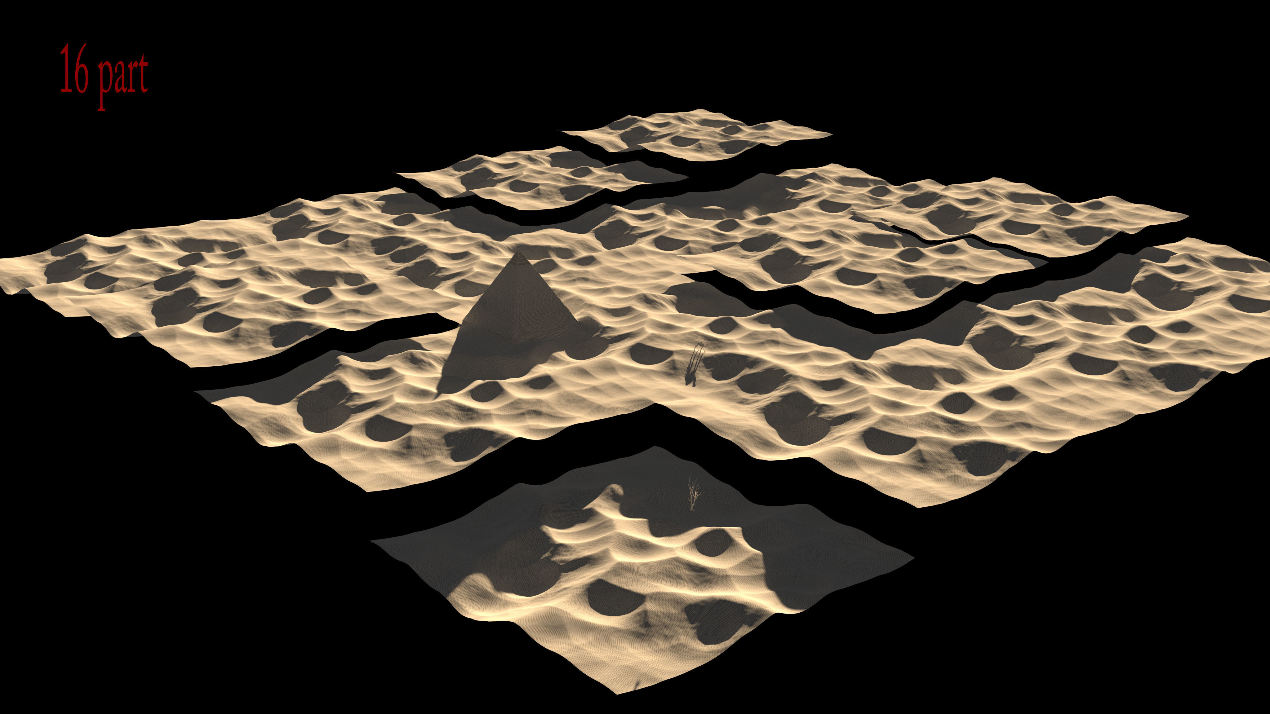 Desert Sand Dune Landscape modular Low-poly 3D model_6