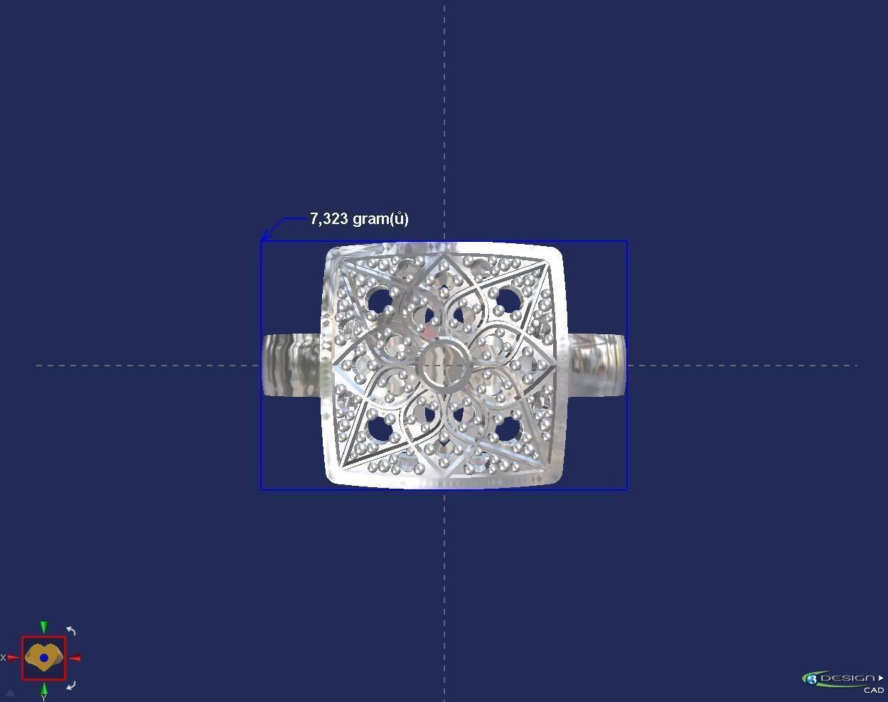 Square ring with stones 3D print model_5