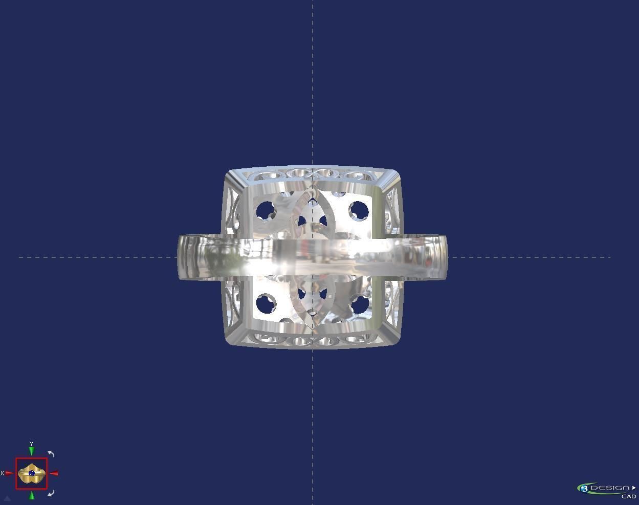 Square ring with stones 3D print model_4