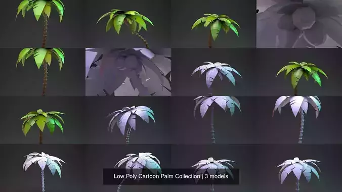 Low Poly Cartoon Palm Collection