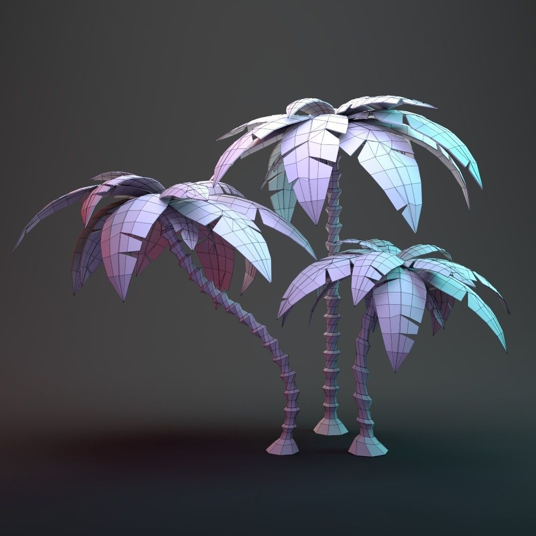 Low Poly Cartoon Palm Collection _3